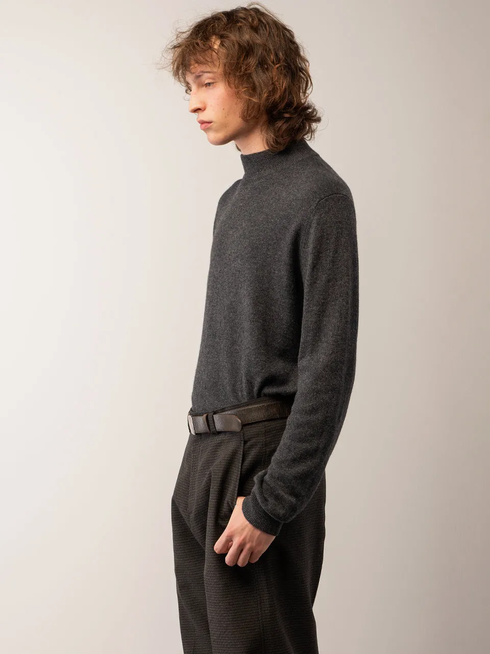 Men Mockneck Sweater_Graphite