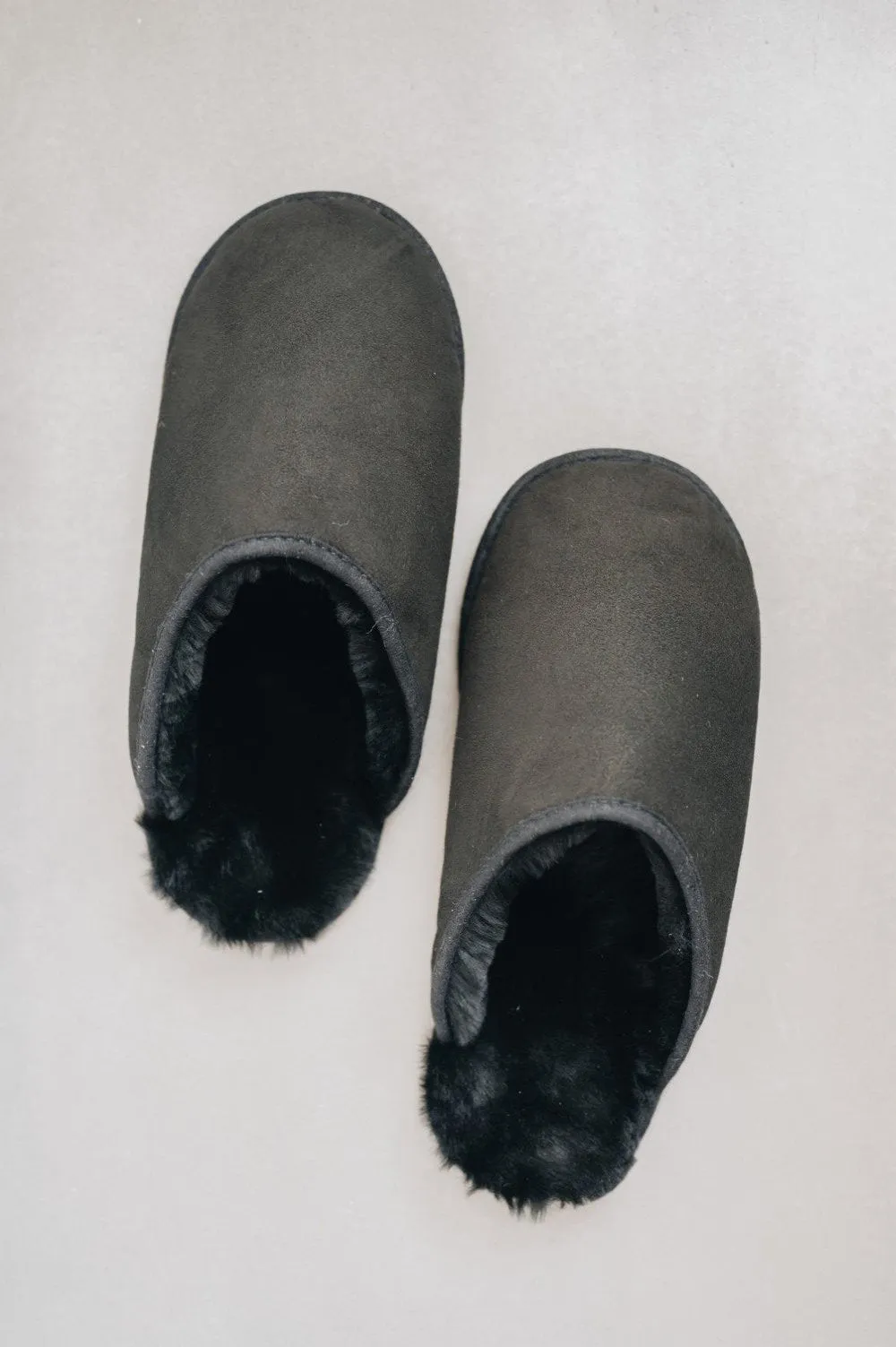 Men's Sheepskin Slip-on Slippers Soft Sole | ROBYN