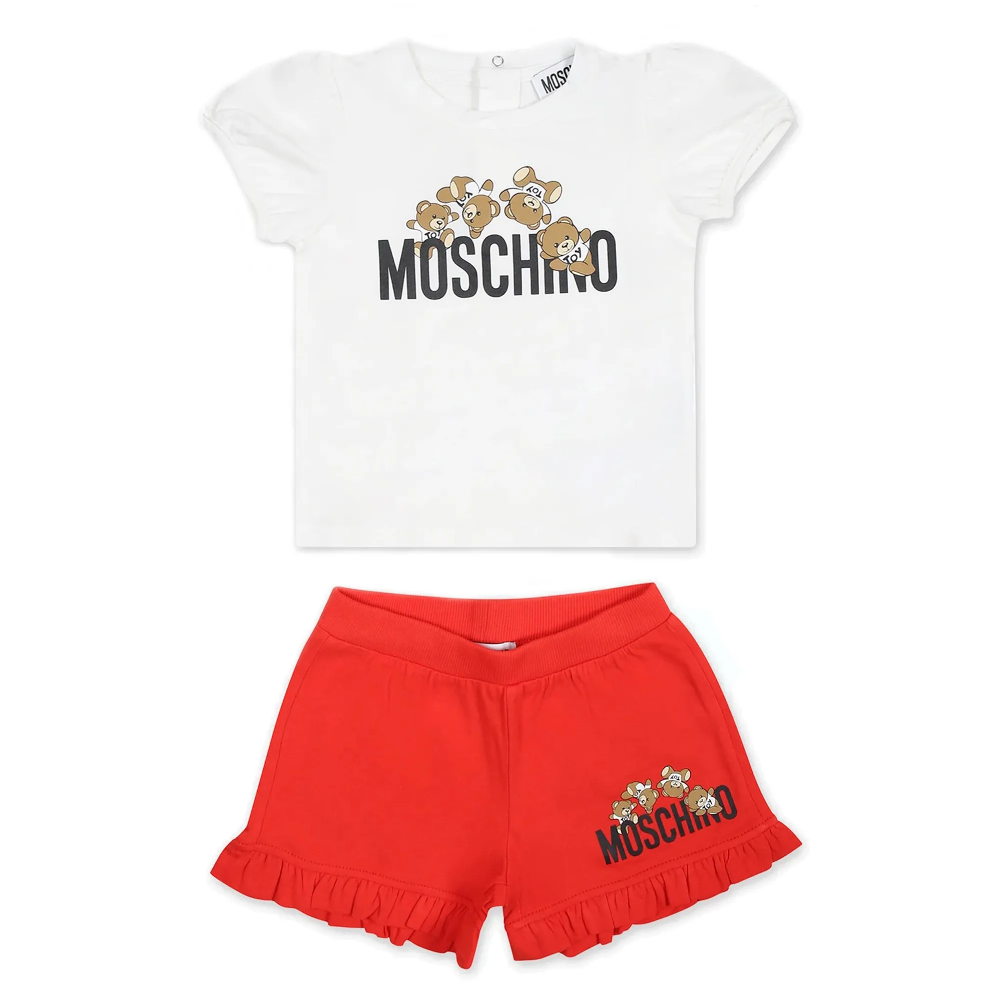 Moschino Jumping Bear White & Red Ensemble