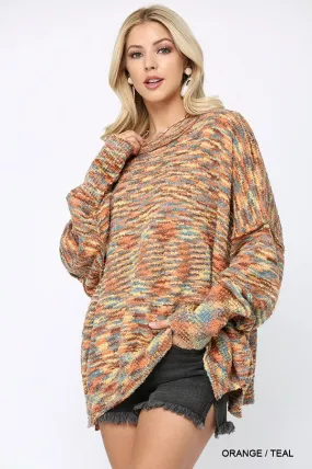 Multi Color and Loose Fit Round Neck Sweater