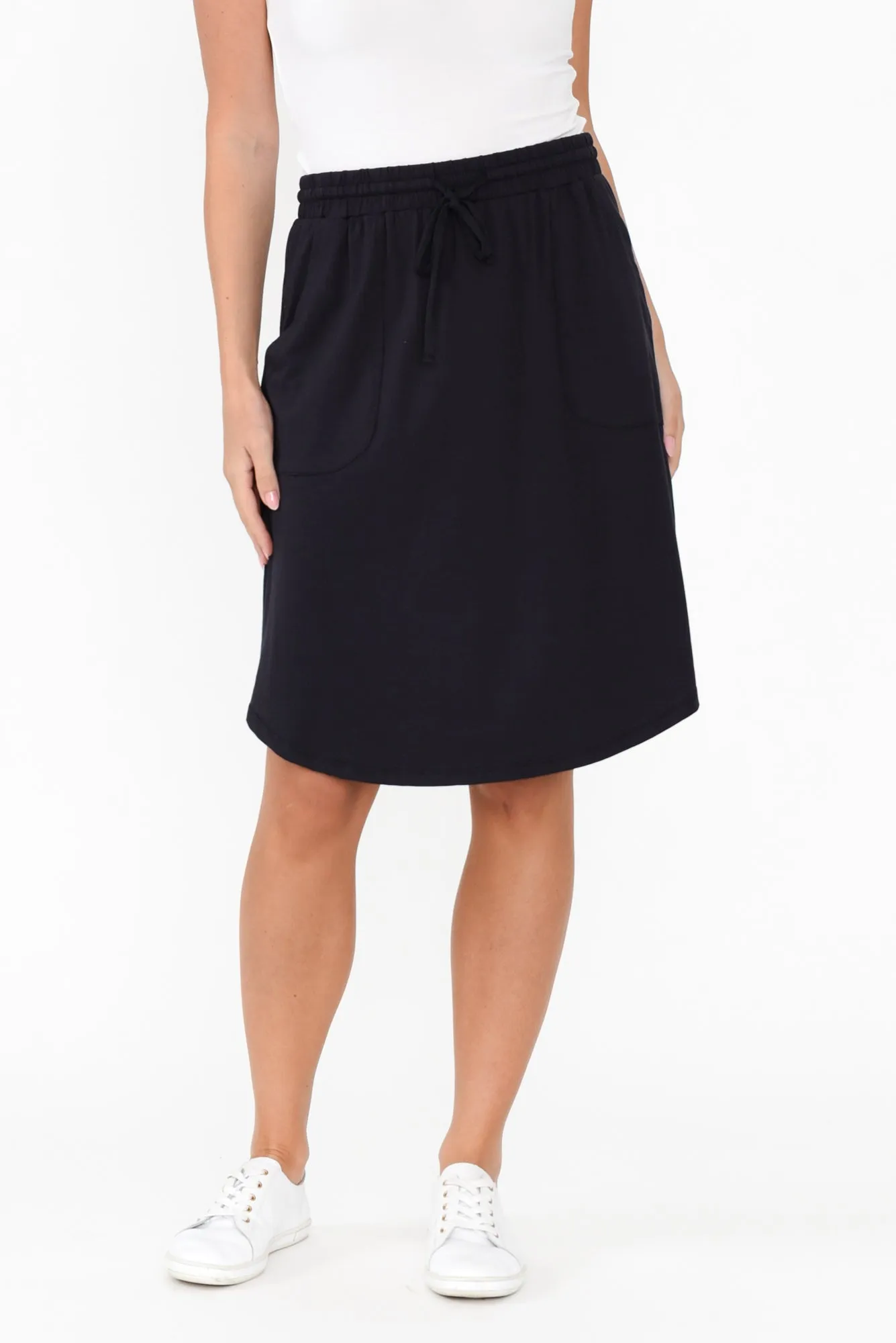 Navy Cotton Drawstring Skirt