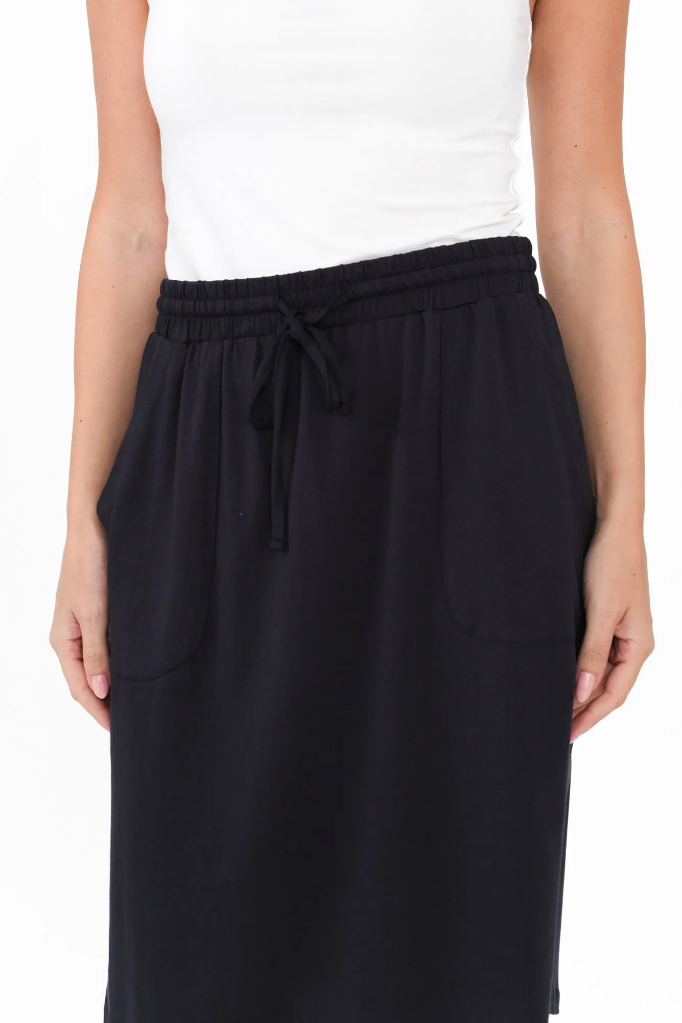 Navy Cotton Drawstring Skirt