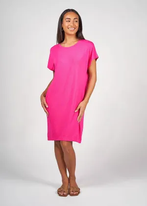 Nicks Bamboo Short Sleeve T-Shirt Dress - Fuschia