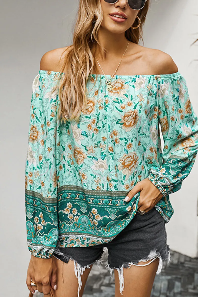 Off The Shoulder Boho Balloon Sleeve Top