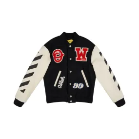 Off-White Bomber Varsity Jacket in Black/White