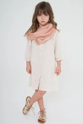 Off-white Dress With Blush Infinity Scarf 2-pc set