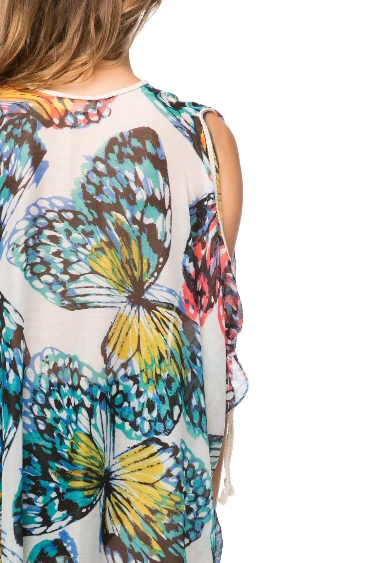 Open Shoulder Dress in Butterfly Garden