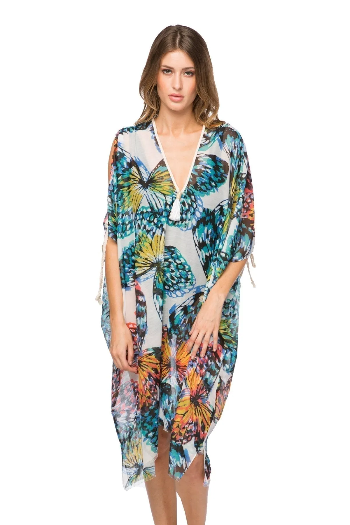 Open Shoulder Dress in Butterfly Garden