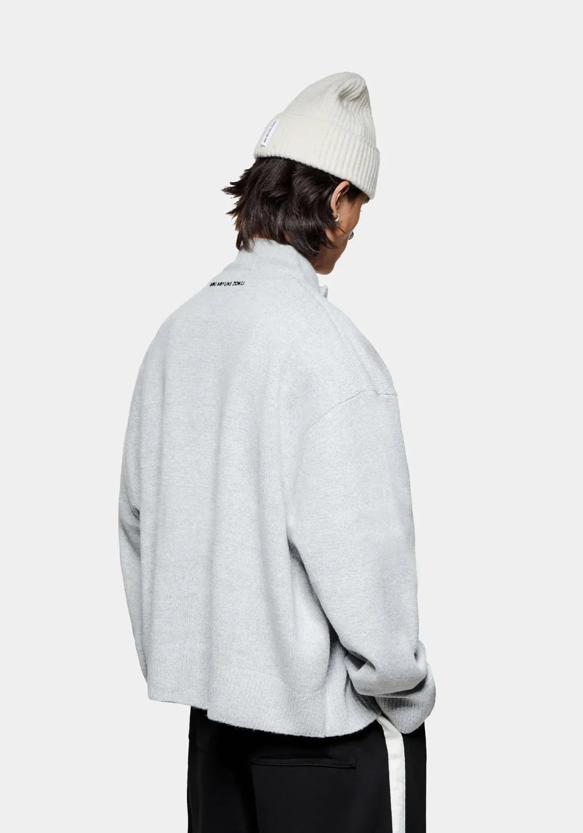 Oversized Fit Mohair Blend Knit Track Jacket