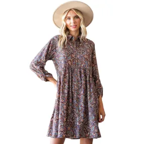 Paisley Print Babydoll Dress