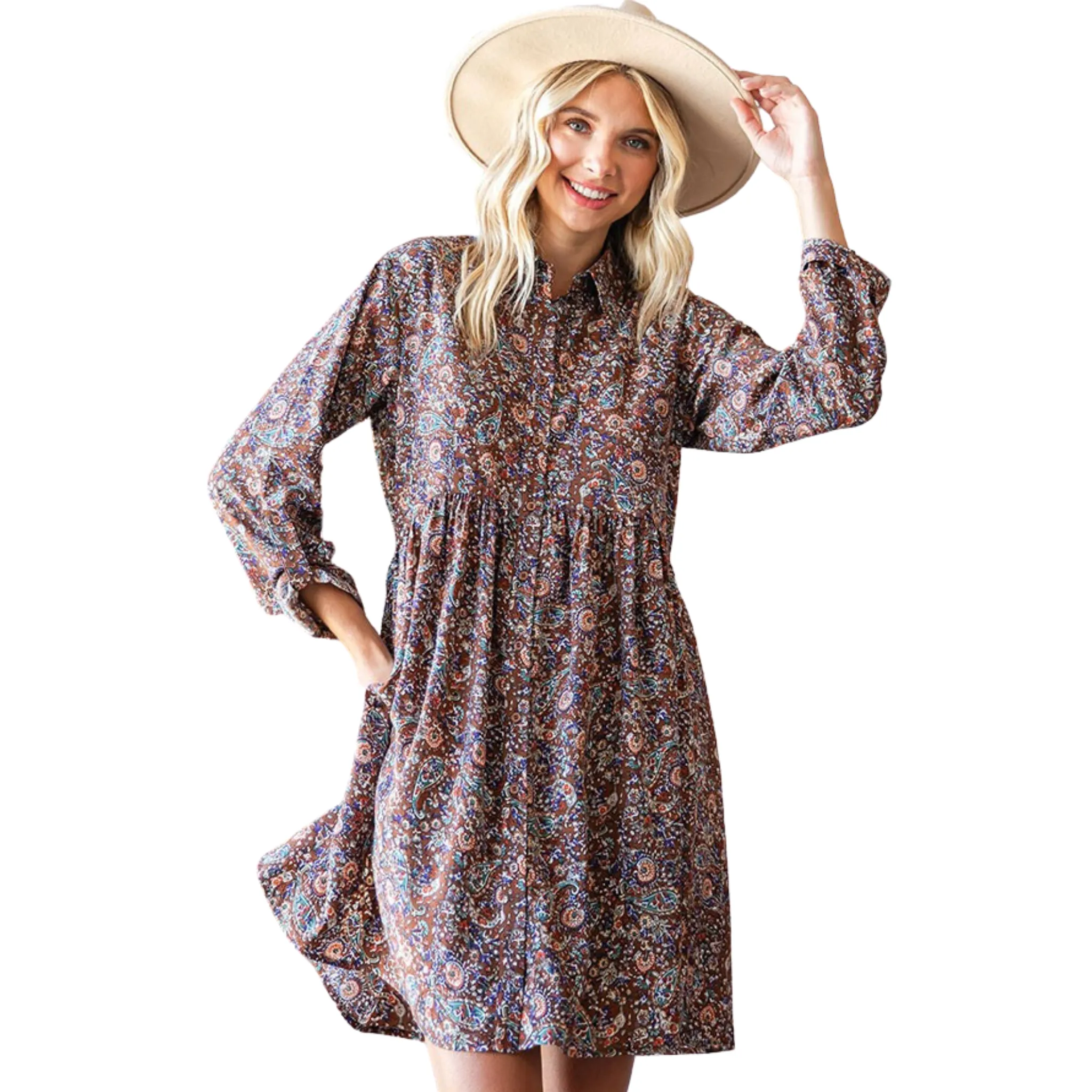 Paisley Print Babydoll Dress