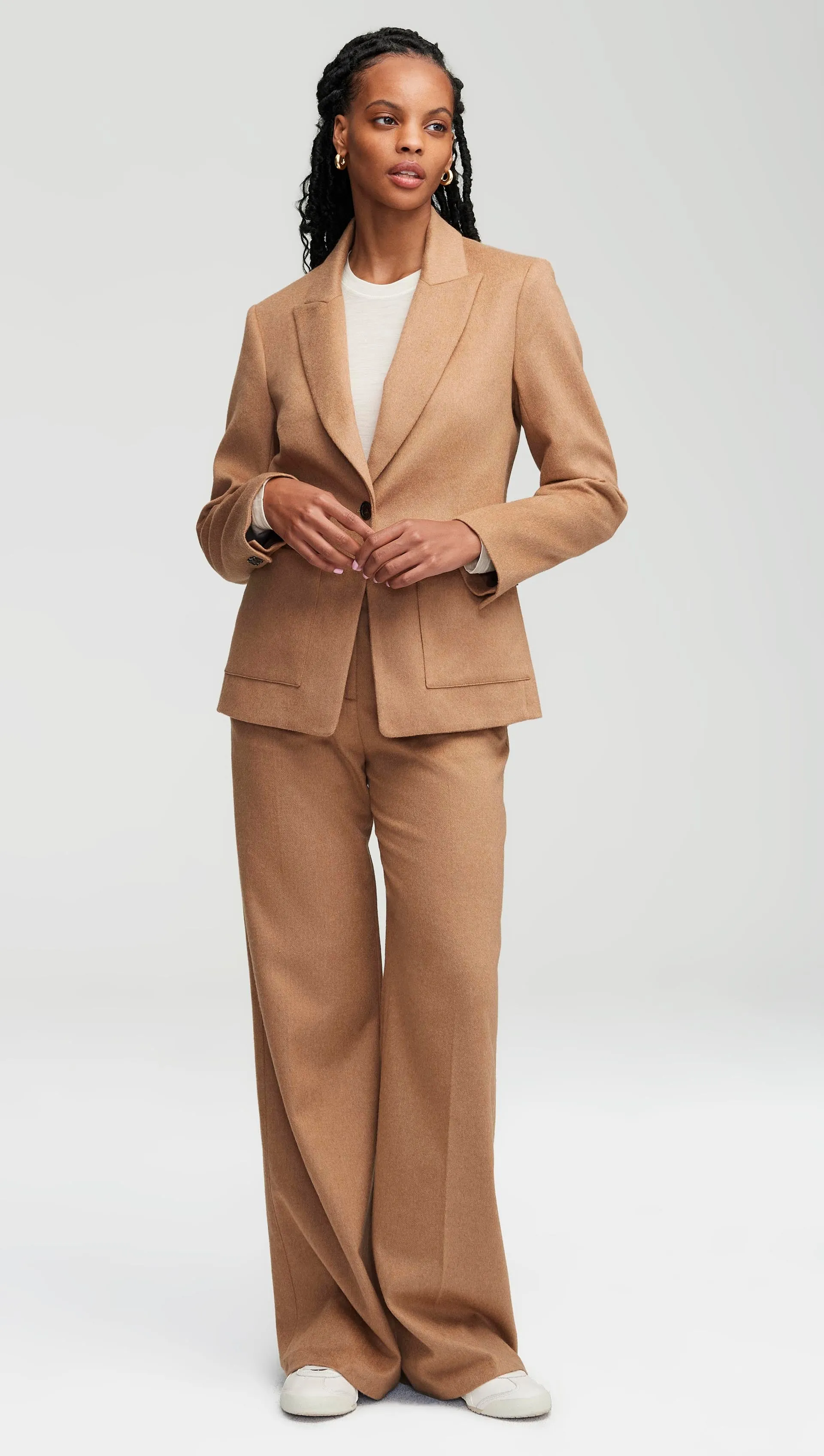 Patch Pocket Blazer in Textured Wool | Camel