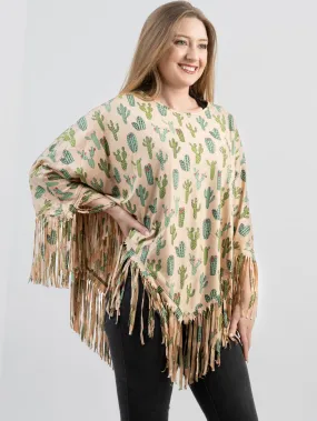 PCH-1709 Montana West cactus Print Poncho