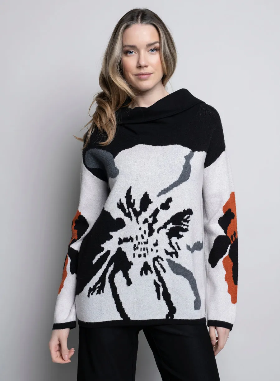 Picadilly- Floral Jacquard Terracotta Sweater