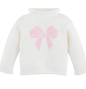 Pink Bow Roll Neck Sweater