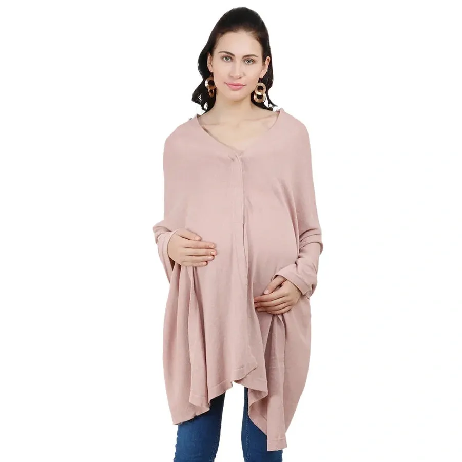 Pluchi Knitted Nursing Poncho Frida (Pale Pink)