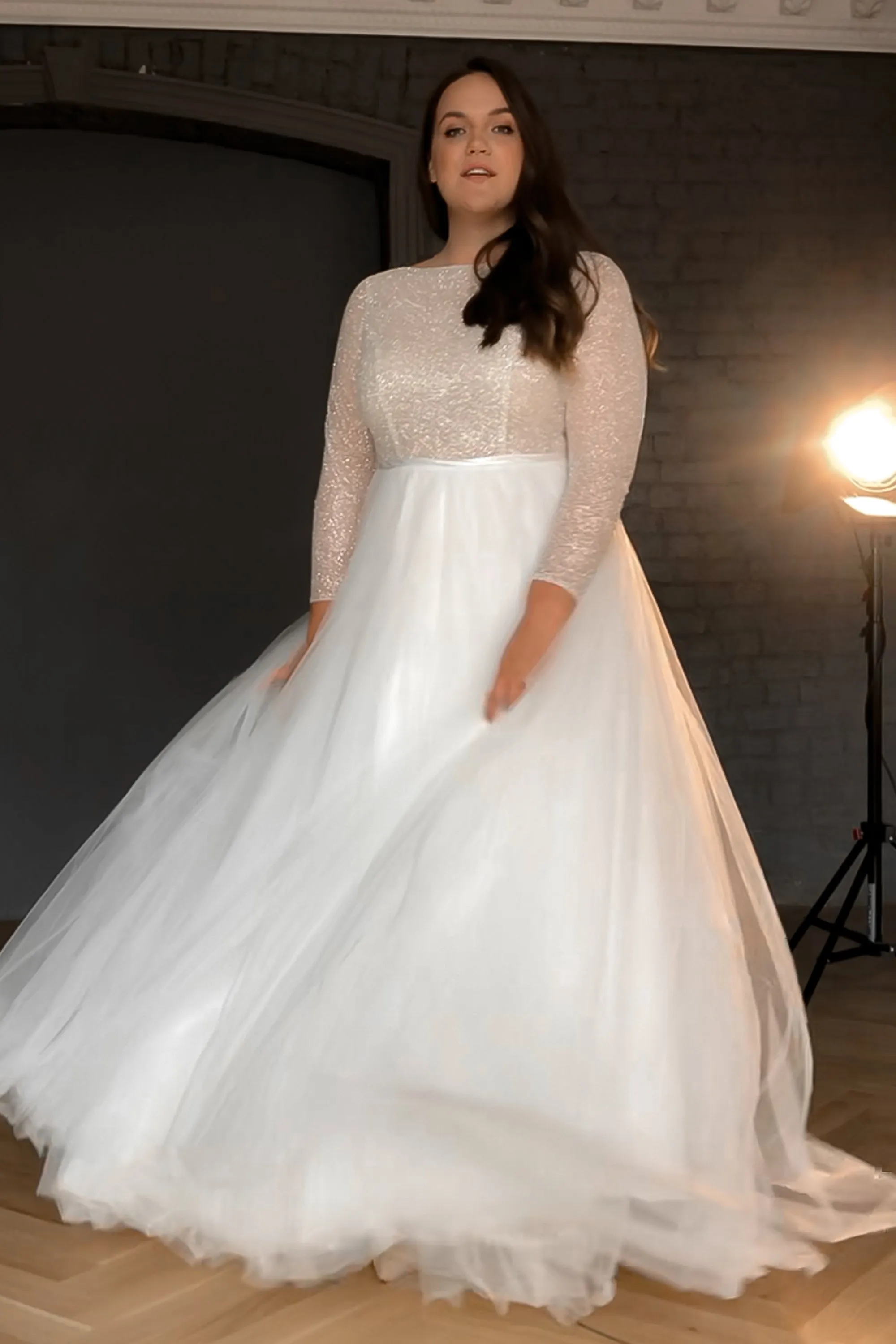 Plus Size Wedding Dress Missuri with Long Sleeves