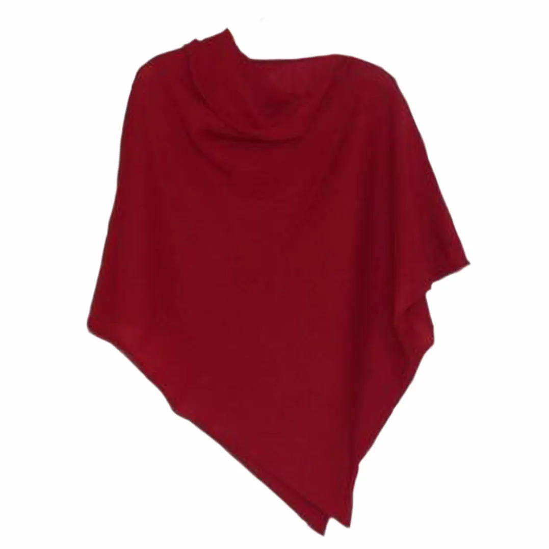 Poncho Soft Merino Lambswool Berry Red