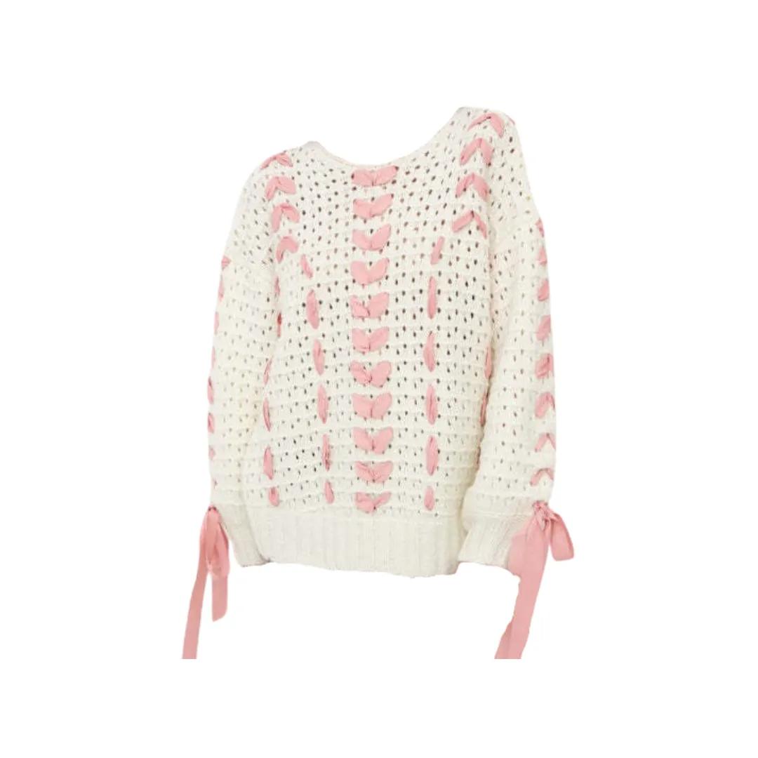 Pre Order: Lacey Ribbon Hollow Knitted Sweater