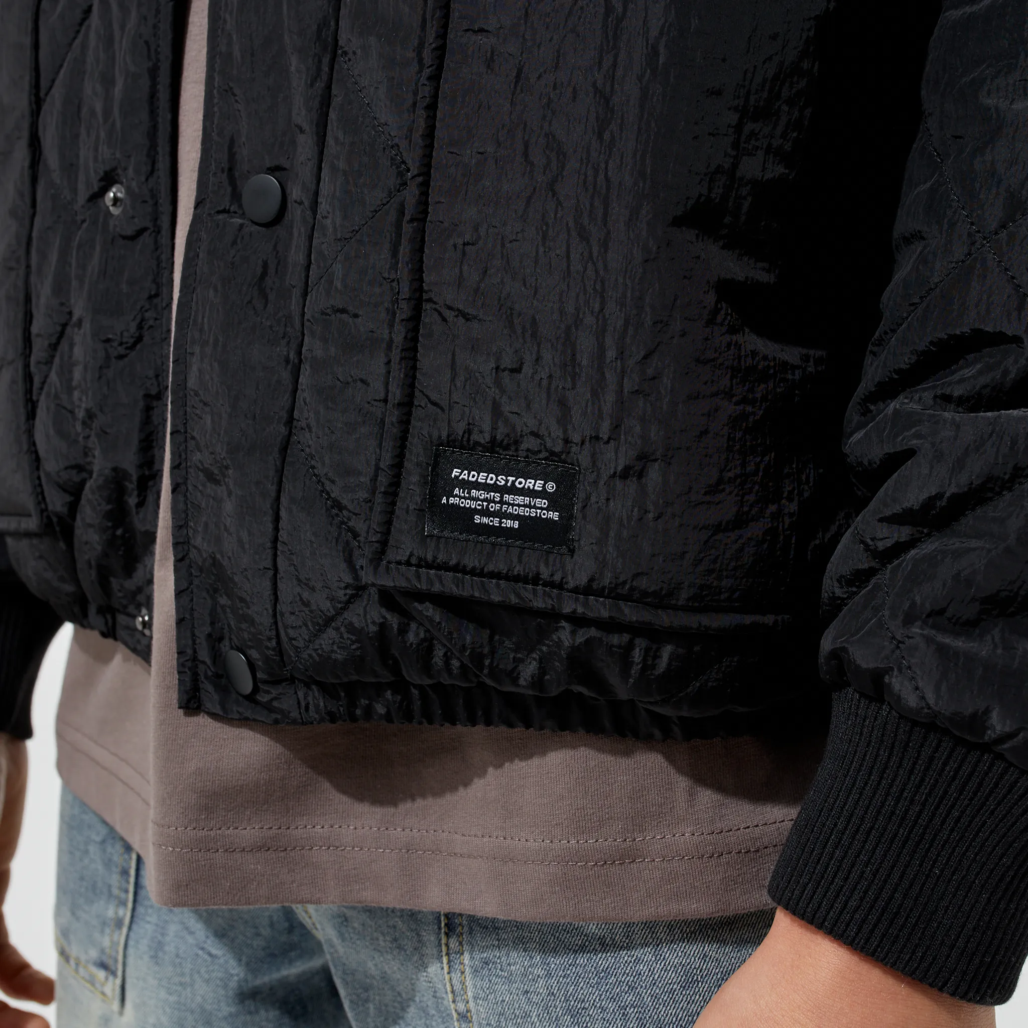 Quilted Bomber Jacket | Black