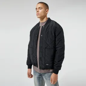 Quilted Bomber Jacket | Black