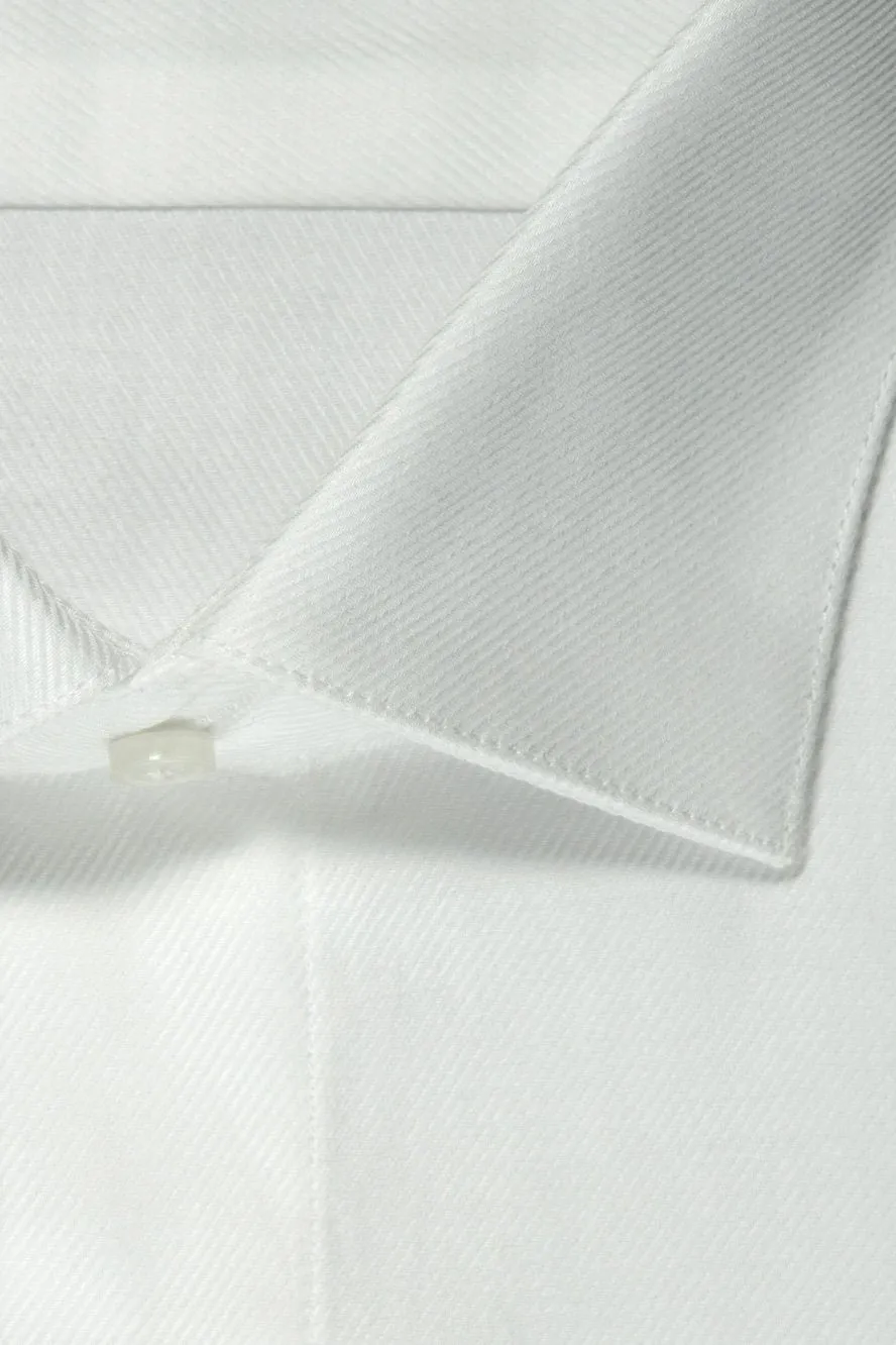 "Jamison" White Twill Spread Collar Dress Shirt