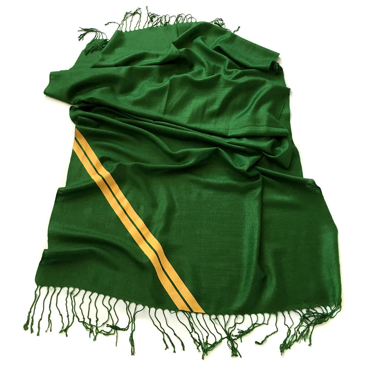 Racing Stripes: British Racing Green Linen-Weave Pashmina