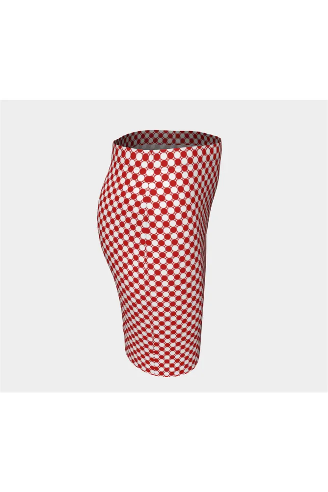 Red Checker Fitted Skirt