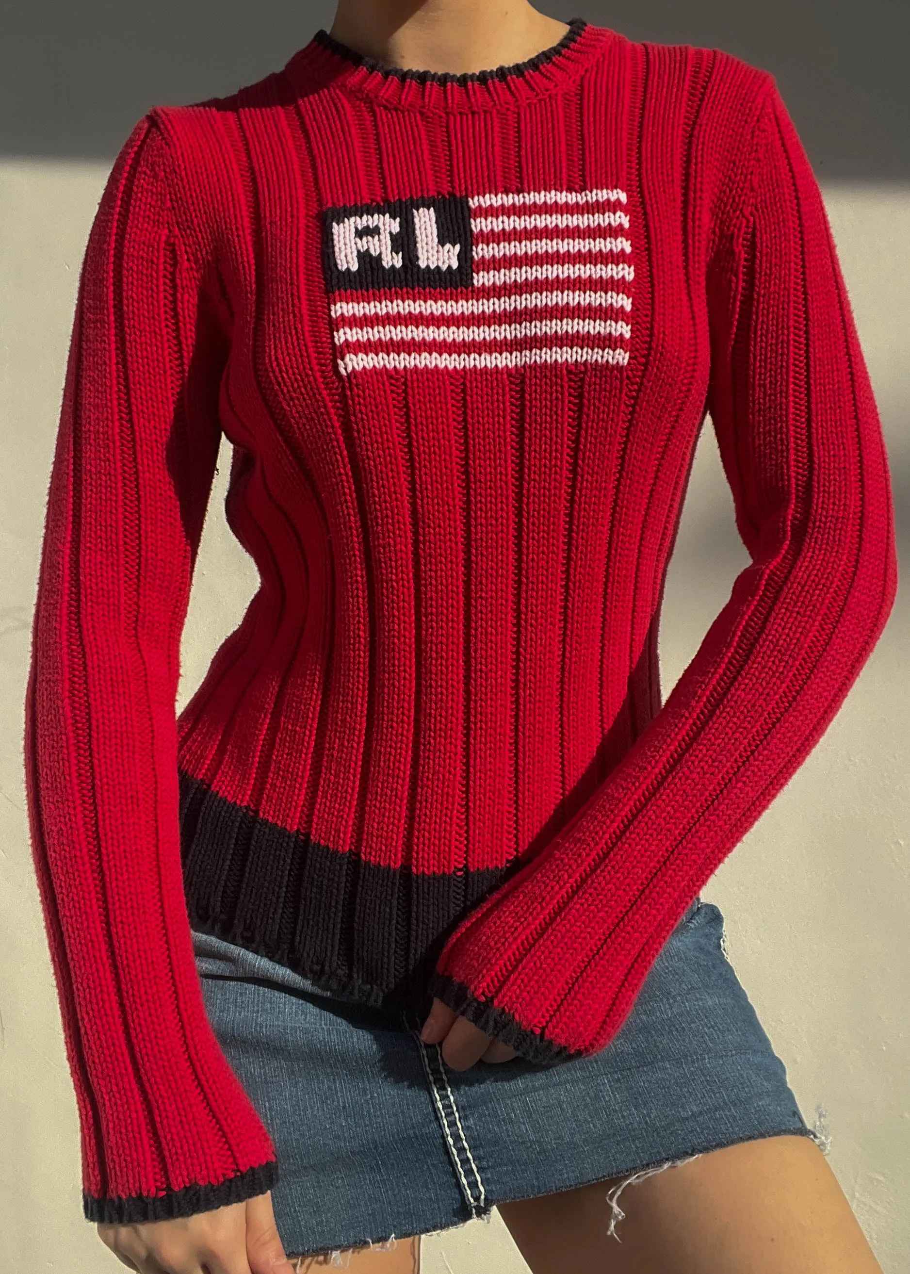 Red Ralph Lauren Flag Knit (S-S/M)