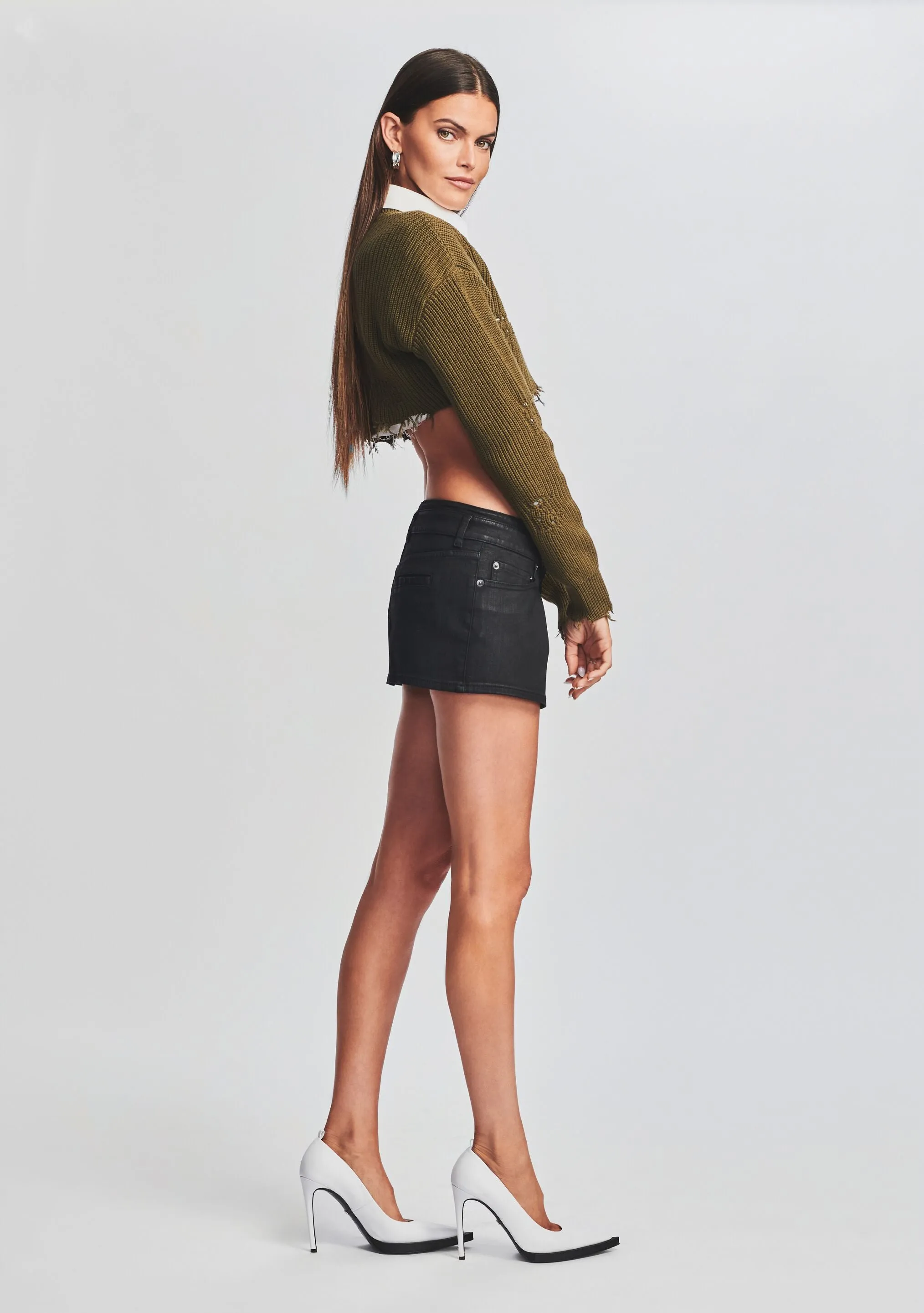 Riley Coated Denim Skirt