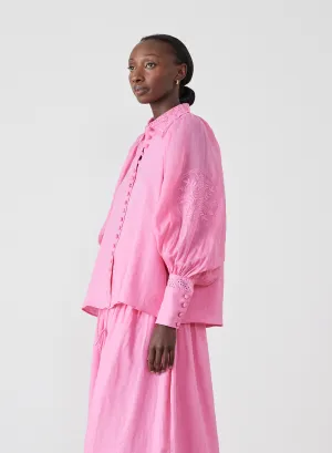 Roxanna Linen Ramie Shirt | Dahlia Pink