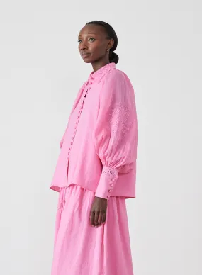 Roxanna Linen Ramie Shirt | Dahlia Pink