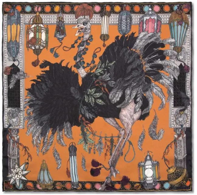 Sabina Savage "Opulent Ostrich" Silk Scarf