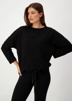 Sacha Oversized Quilted Bamboo Sweater - Black