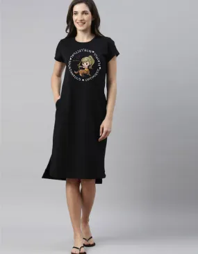 Sagittarius Zodiac Graphic Printed Cotton Night T-Shirt Dress for Women