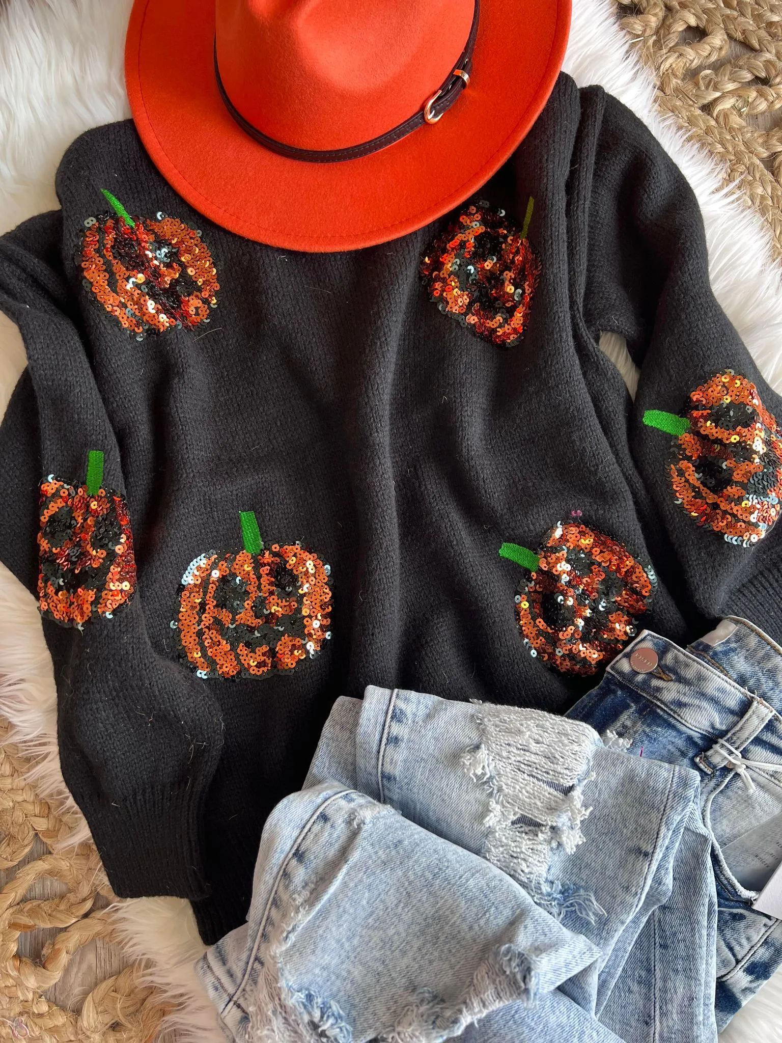 Sequin Pumpkin Sweater