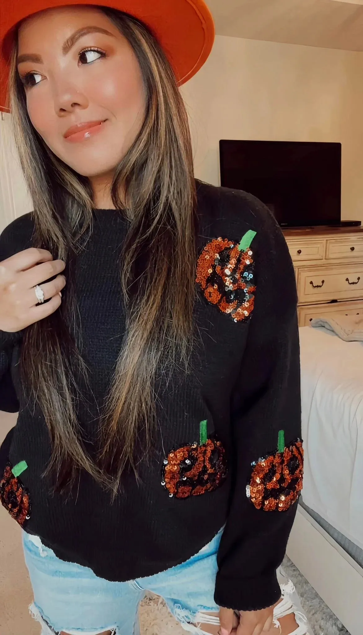 Sequin Pumpkin Sweater