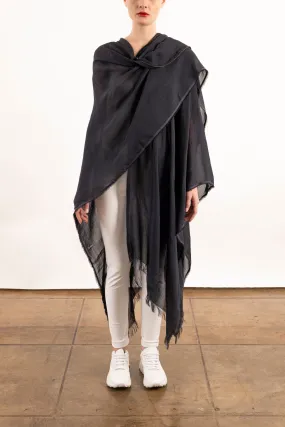 Sheer Ramie Zip Up Poncho - YORI