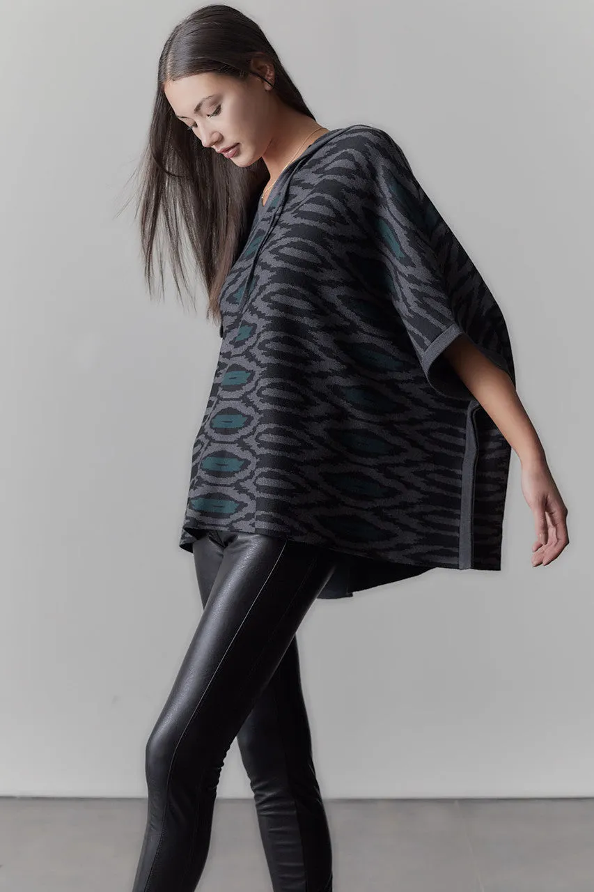 Shirin-Mandalay Sweater Knit Hooded Poncho