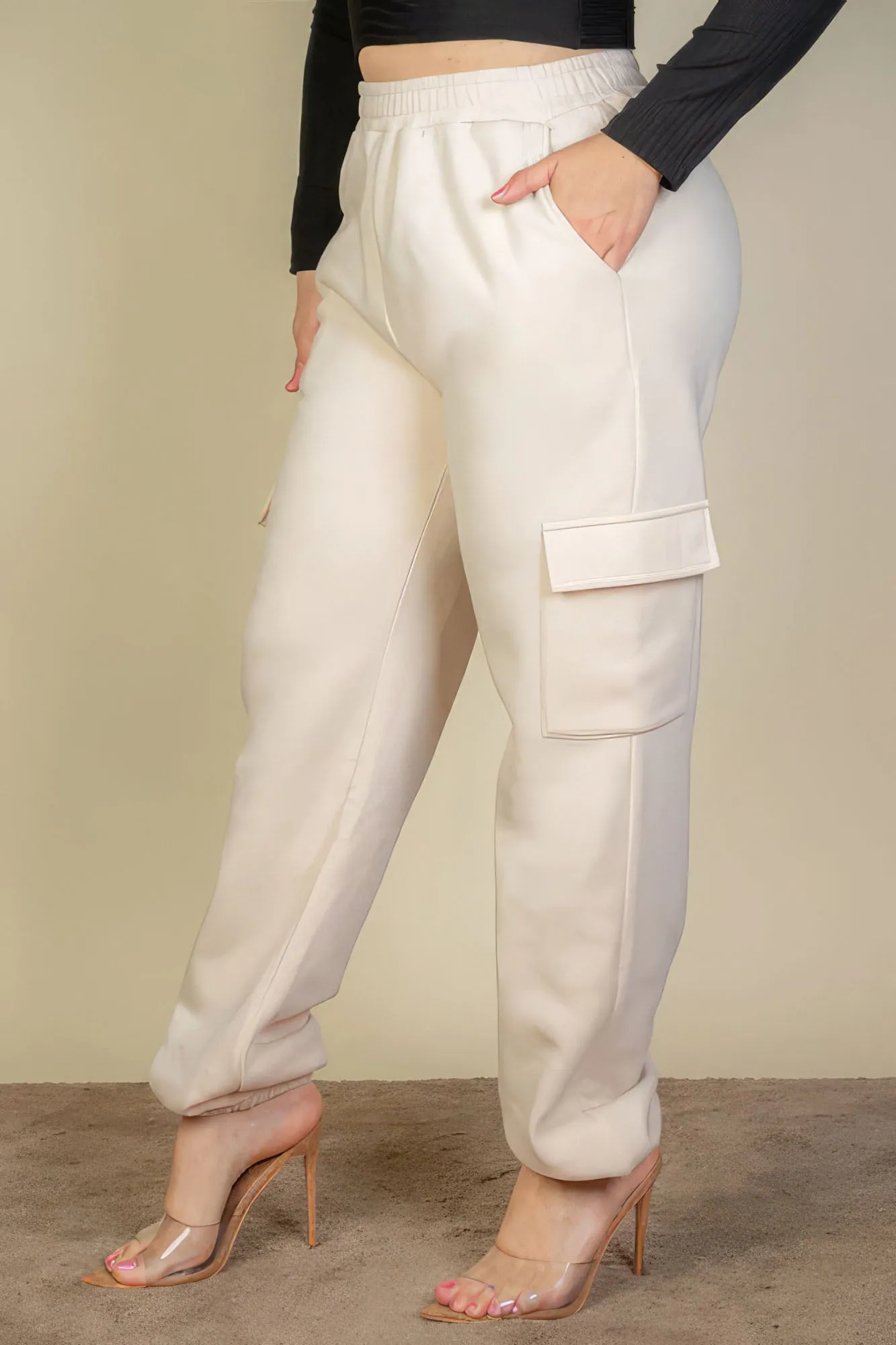 Side Pocket Drawstring Waist Women's Voluptuous ( ) Plus Size Sweatpants