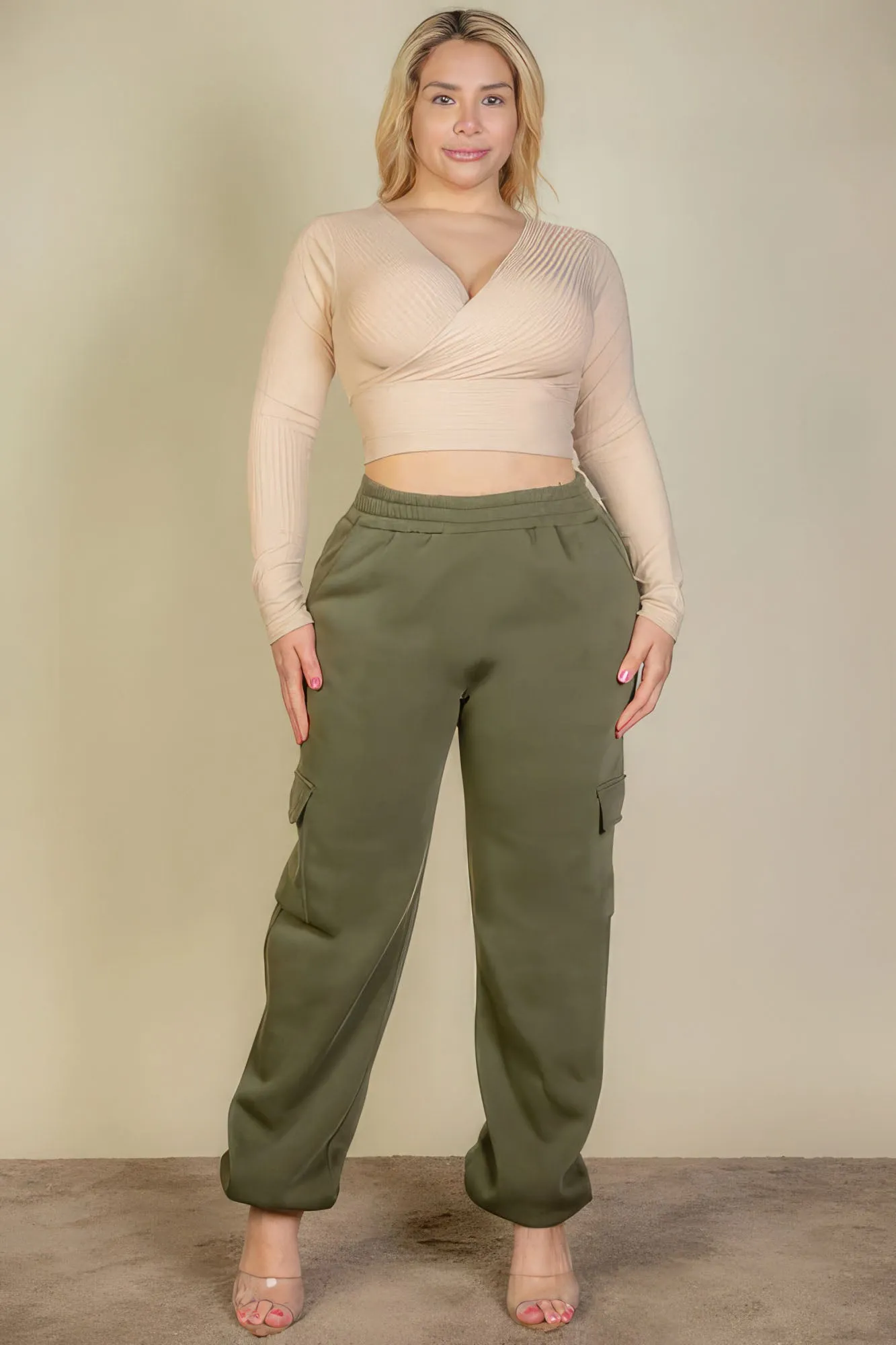 Side Pocket Drawstring Waist Women's Voluptuous ( ) Plus Size Sweatpants