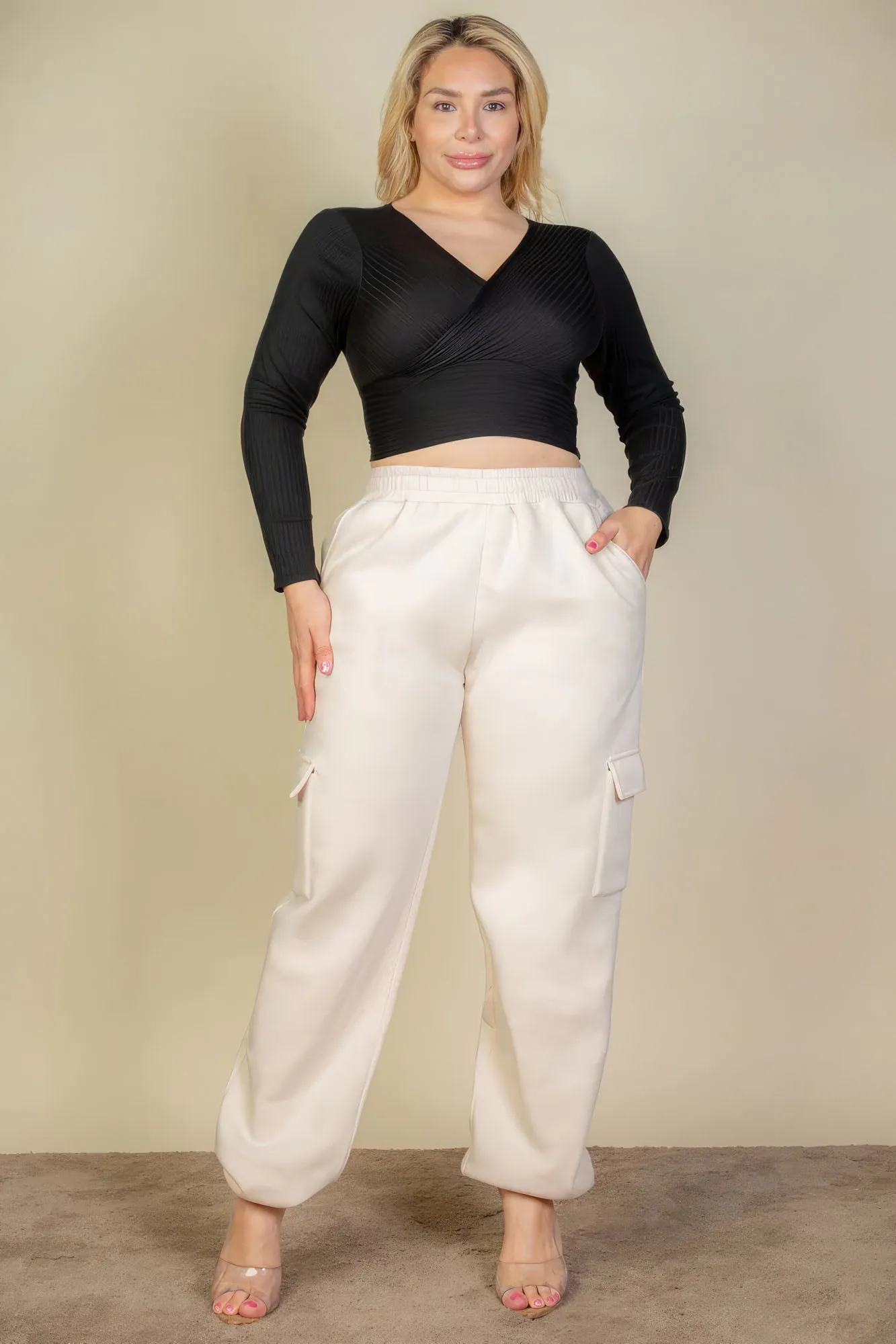 Side Pocket Drawstring Waist Women's Voluptuous ( ) Plus Size Sweatpants