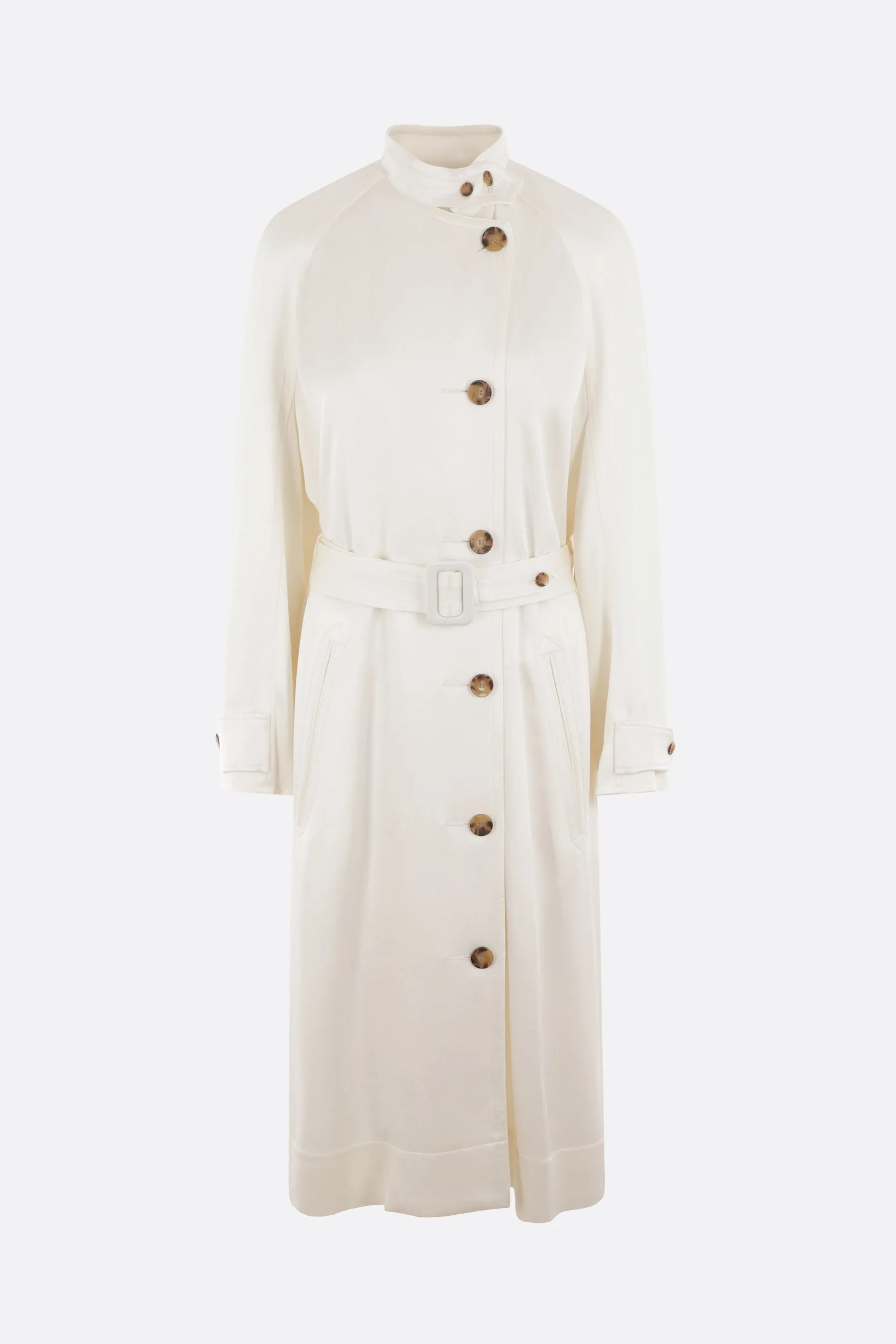 single-breasted envers satin trench coat