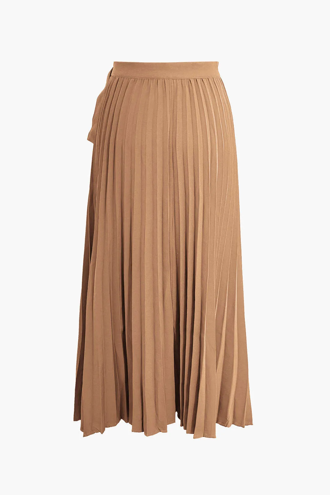 Solid Asymmetrical Pleated Skirt