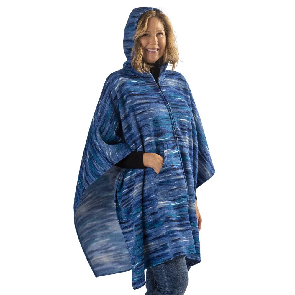 Space Dye Sweater Knit Fleece Poncho