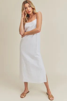 Spaghetti Strap Linen Midi Dress