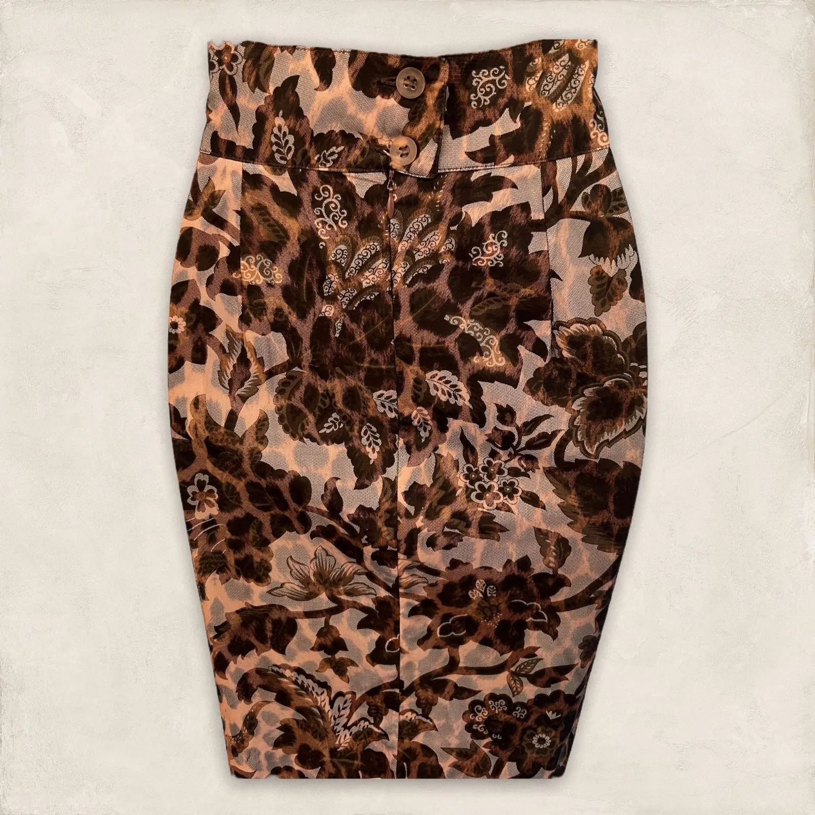 Sportmax Max Mara Womens Vintage Brown Floral Mesh Bodycon Mini Skirt UK 10 US 6 EU 38 IT 42