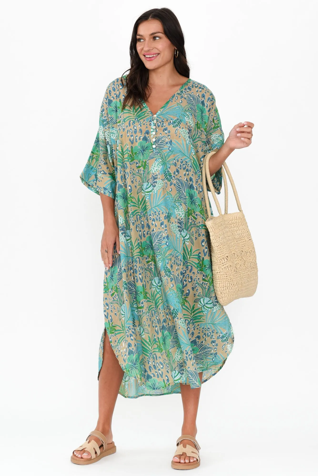 Stella Blue Jungle Cotton Shirt Dress