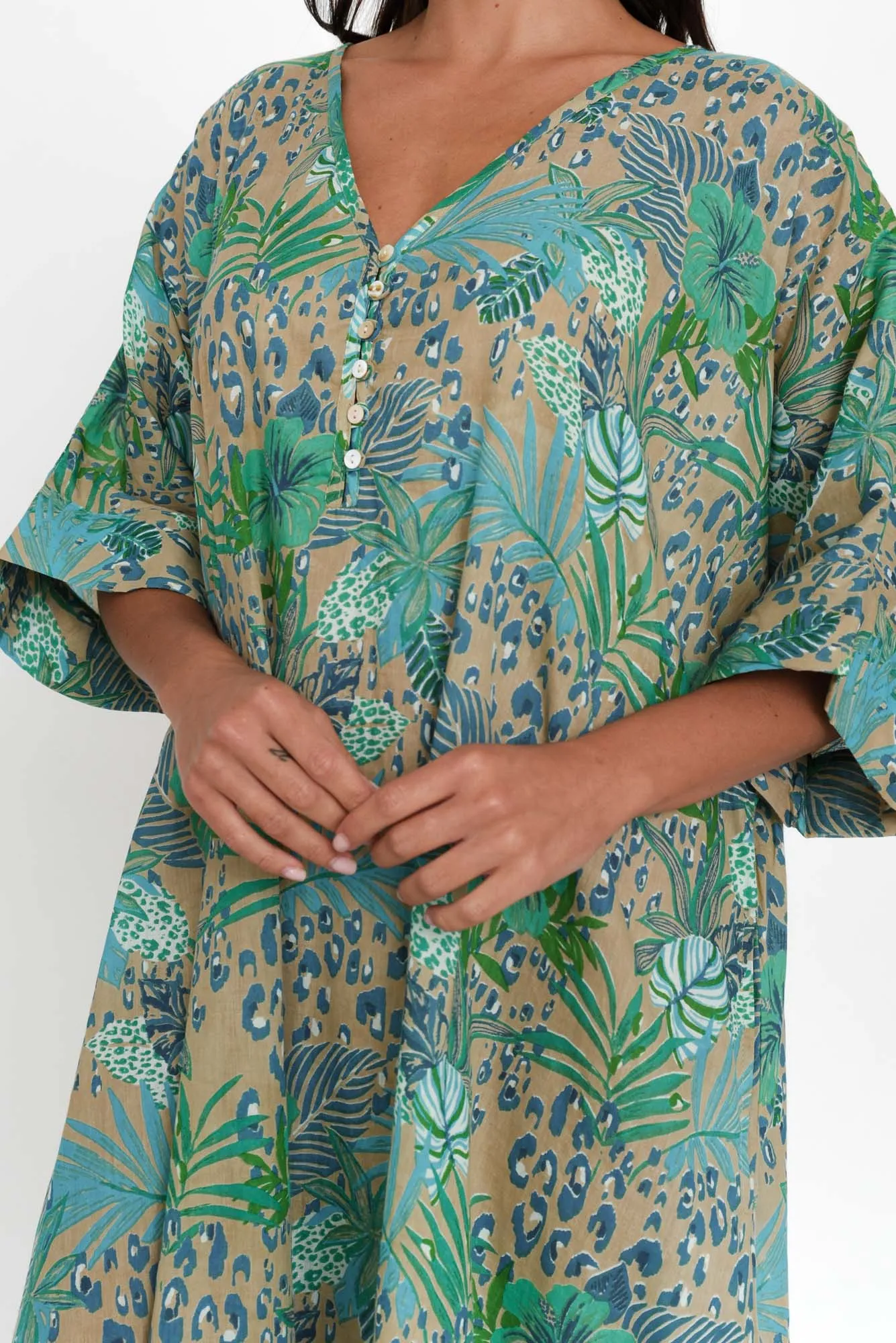 Stella Blue Jungle Cotton Shirt Dress