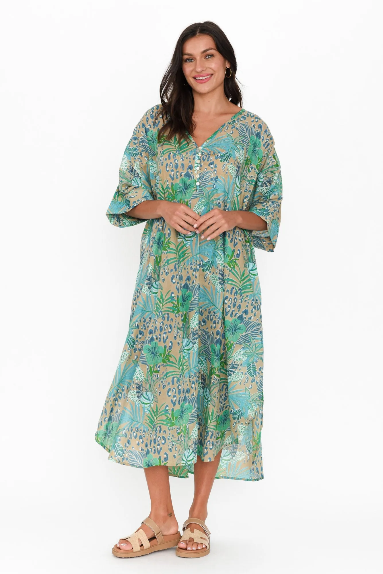 Stella Blue Jungle Cotton Shirt Dress